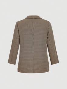 SHEIN MOD 秋冬格纹收腰女士长袖夹克和裤子休闲套装 - 彩色 - 查看 8