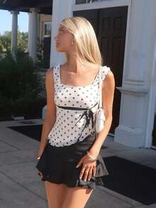 Sydney Algeri 不对称蝴蝶结褶饰下摆圆点印花衬衫 - 彩色 - 查看 6