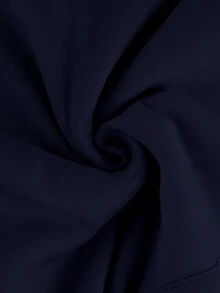 Resyla Women's Solid Color Drop Shoulder Long Sleeve Loose Casual Regular Sweatshirt - Navy Blue - View 3