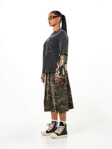 SUMWON WOMEN 迷彩工装短裤，饰以珍珠水钻，阔腿设计，适合夏季节日街头穿搭 - 彩色 - 查看 6