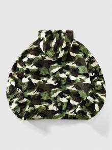 ROMWE MEN Street Life Men's Camouflage Pattern Long Sleeve Zip-Up Fleece Hoodie, Autumn/Winter