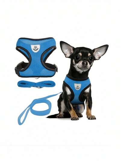 1PC Set No Pull Dog Harness And Leash Set, Escape Proof Reflective Vest Harness, Breathable Mesh Lightweight Pet Supplies For Small Medium Dogs And Cats, Easy Adjustable For Puppy Kitten Walking