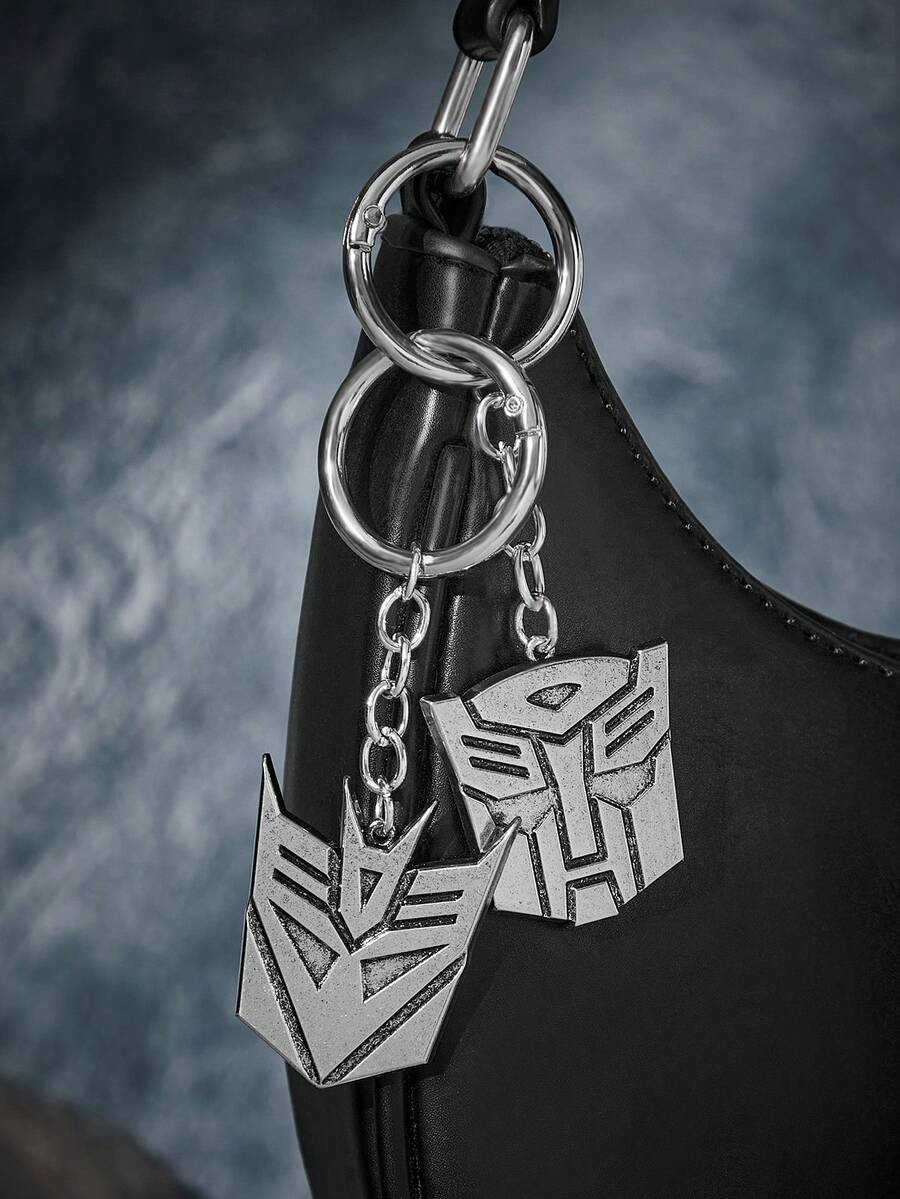Transformers X SHEIN 時尚復古鋅合金英雄卡通鑰匙圈包包吊飾,適合掛包、掛鑰匙,禮物、收藏紀念,送禮好物 - 復古銀色 - 查看 1