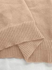 SoleilVie Áo len cổ đứng thường ngày dành cho nữ (Họa tiết Argyle ngẫu nhiên), Thu/Đông - Màu be - Xem 7