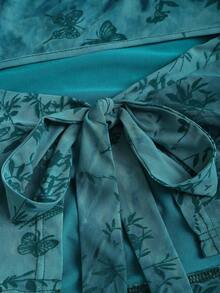 Sweetra 全新秋季网眼植绒复古蝴蝶结设计 Y2K 性感女式吊带背心，日常穿着 - 藍色 - 查看 4