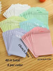 12Pcs Random Color 4.13 X 5.9 Inch Resealable Packaging Bags Mixed Color Rectangle Plastic Self Seal Bags Smell Proof Pouch Bags With Clear Window For Party Favor, Small Jewelry Packing - Multicolor - View 2