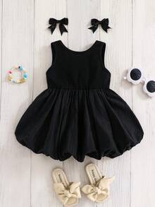 Emery Rose Kids Emery Rose Kids Baby Girl Casual Simple & Comfortable Crossed Back Sleeveless Dress  Back To School - Black - View 2