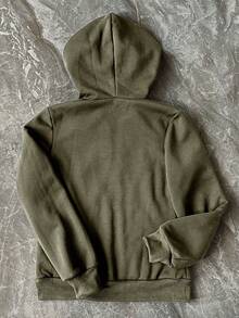New Solid Color Zipper Hooded Casual Women Jacket Sweatshirt - Dark Green - View 2