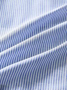 SWAVVY Áo sơ mi nam tay ngắn dáng rộng thêu chữ có túi, áo sơ mi nam cài nút, áo sơ mi sọc xanh, áo sơ mi bạn trai, áo sơ mi nam mùa hè, áo sơ mi nam tay ngắn cài nút, áo sơ mi cuối tuần, áo sơ mi chồng, tiền cũ - Màu xanh lam - Xem 5