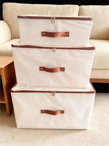 1pc Foldable Fabric Storage Box, Large Capacity Dust-Proof Quilt Storage Container, Wardrobe Organizer, Antibacterial & Moisture-Proof Zipper Closet Organizer, Decorative Pants Sorting Storage Box, Suitable For Decorating Rooms, Bedrooms, Home Decor - Multicolor - View 2