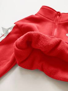 SHEIN Babygirl Cute Versatile Gray Bow Collar Sweatshirt Set, Autumn/Winter - Red - View 9