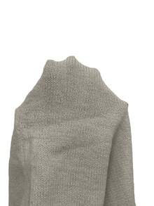 Franclia Button Decor Off Shoulder Solid Color Elegant Long Sleeve Sweater - Dark Grey - View 6