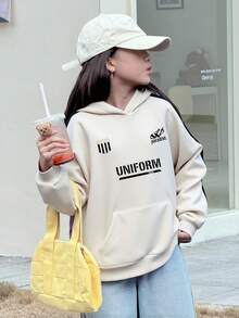 DAZY Tween Girls Printed Hooded Thermal Lined Long Sleeve Sweatshirt, Autumn/Winter - White - View 5