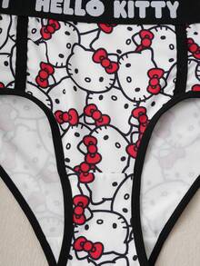 HELLO KITTY AND FRIENDS | SHEIN 女式全印花撞色滚边字母腰带舒适内裤 - 白色 - 查看 7