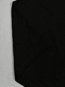 Manfinity Dauomo Men's Casual Loose Fit Round Neck Drop Shoulder Letter & American Flag Print T-Shirt - Black - View 4