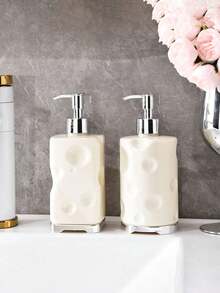 1 pieza Dispensador de botella recargable para jabón líquido/champú/tónico para baño, botella con bomba de presión para gel de ducha y cosméticos, decoración de baño para el hogar, decoración de otoño, de vuelta a la escuela - Multicolor - Ver 4