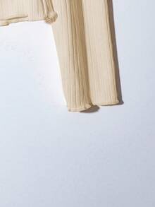 GlowEve Women's Solid Color Button Design Off-Shoulder Long Sleeve Ribbed T-Shirt