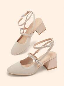 CUCCOO BASICS Fashionable Elegant Commuter Minimalist High Heel Sandals For Christmas - Apricot - View 3