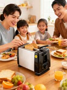 JMMO 2 Slice Compact Size Stainless Steel Body PFOA Free Non Stick Coating Automatic Toaster With 7 Browning Levels Defrost Reheat Cancel Bagel Functions Extra Wide Slots Adjustable Height Control Removable Crumb Tray Cool Touch Handle Quick Heating Black Color Mini Toaster Breakfast Maker - Multicolor - View 1