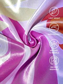 My Little Pony X SHEIN 2Pc Cute Cartoon Printed Pillowcase Set, Two Colors, Satin Material, Comfortable And Cool, Smooth And Not Easy To Wrinkle, Care For Hair And Skin, Multiple Sizes Twilight Sparkle/Rainbow Dash/Pinkie Pie/Applejack/Fluttershy/Rarity,Gift Ideas - 彩色 - 查看 5