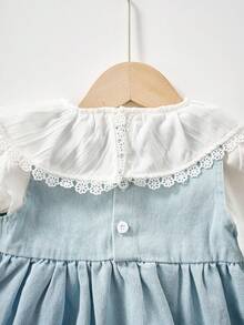 SHEIN 2 Stücke Baby Mädchen Mode Besticktes Süßes Mädchen Langarm Hemd & Jeans Kleid Set