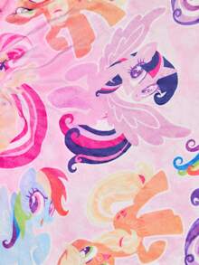 My Little Pony X SHEIN 1Pc Rainbow Cartoon Printed Flannel Thickened Blanket, A-Side Flannel B-Side Lamb Fleece, Double-Side Plush Material, Soft And Warm, Not Easy To Lose Hair, Various Sizes, Sofa, Bed, Lunch Break Twilight Sparkle/Rainbow Dash/Pinkie Pie/Applejack/Fluttershy/Rarity,Gift Ideas - Multicolor - View 6