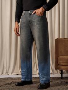 RivetRise Jeans casuales rectos y holgados con bolsillo de color contrastante para hombres