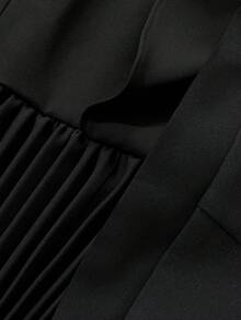 DAZY Midi Pleated Dress, Waist Cinched, Suitable As Underdress For Coat - Black - View 4