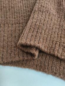 Chiquease Pull tricoté à col volant et manches longues pour femmes, automne/hiver - Kaki - Voir 7