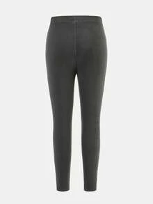 SHEIN 两件套男童休闲纯色圆领长袖上衣和裤子内搭套装，波西米亚哥特风 Y2K 街头风锐舞度假假日派对节日秋冬复古休闲舒适装