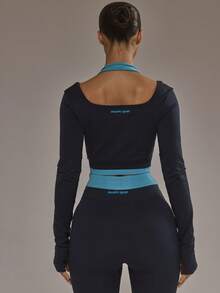 Musera Sport Kontrast-Layering Langarm-Oberteil nur für Padel Herbst Winter Aktivbekleidung Sport Fitness Workout Legierung