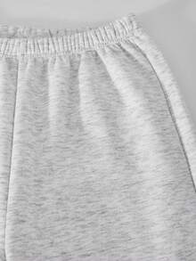 Sparklyn 2pcs/Set Teenage Girls' Floral Gray Hooded Zip-Up Cardigan With Loose Dropped Shoulder And Ribbed Waist, Paired With Matching Loose Fit Relaxed Pants, Casual Sports College Style Outfit, Suitable For Outdoor, Indoor, Sports, Party, School, Spring/Autumn/Winter - Grey - View 7