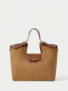SHECARRY WOMEN SUEDE DALIY SHOPPER BAG - Camel - View 2
