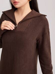 Veilorie Áo hoodie dài tay rộng rãi màu trơn đơn giản dành cho nữ - Cà phê nâu - Xem 5