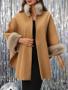 Ellevyn Women's Elegant & Refined Hooded Overcoat, Autumn/Winter Christmas For Women Winter For Women Cozy Fall And Winter For Women New Year Thanksgiving For Women Elegant Party - Khaki - View 13