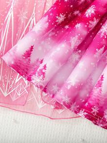 SHEIN Elladie kids Young Girl's Fashionable 2 Pieces Set: Long Sleeve Princess Dress + Mesh Cape Cloak, Suitable For Spring & Autumn - Pink - View 6