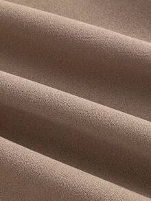 SHEIN Tall CURVE 大码女式休闲直筒裤，配腰带 - 駝色 - 查看 4