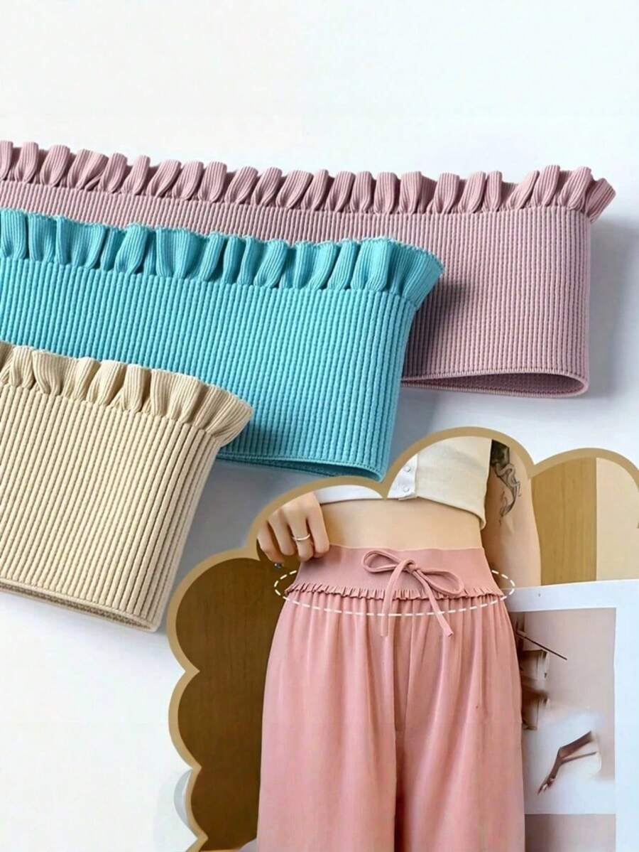 2码/包 DIY服装蕾丝松紧带，腰带弹力丝带 - 适用于DIY连衣裙、衣服、裤子、鞋子和帽子装饰