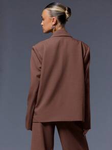 MUSERA Tailored Oversized Blazer Notched Lapel Double Breasted Elegant Professional Business Casual Vacation Fall Winter Autumn Work Wedding Guest - Burgundy - View 3