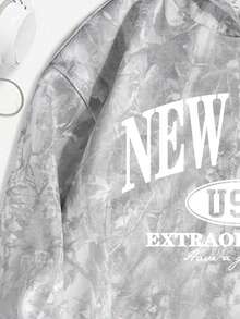 Casual Loose Comfortable Sweatshirt For Teen Girls, Autumn/Winter Classic Cool Gray Natural Withered Branch Leaf Print Sweatshirt Classic City Name Text Print Sweatshirt - Multicolor - View 7