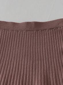 Elladie kids 女童休闲长袖毛衣上衣和裙子套装（2件套），大码 - 杏色 - 查看 6