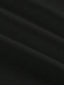 SHEIN MOD 大码女式针织提花黑白条纹斜肩上衣，黑白条纹，罗纹针织，腰部和袖子侧边均有褶皱，休闲简约，女式上衣 - 黑色 - 查看 6