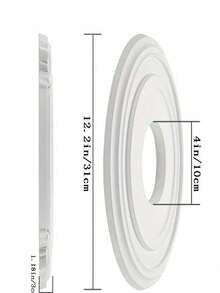 1件装 PU 材质吸顶灯饰盘/吊扇盖板/装饰板，适用于家用灯具装饰，外径 12 英寸，内径 3.5 英寸（白色）