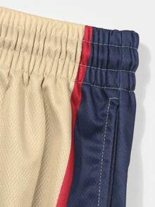 ROMWE MEN Prep Spring/Summer Casual Graphic Men'S Letter Print Contrast Color Drawstring Waist Pocket Casual Shorts - Multicolor - View 4