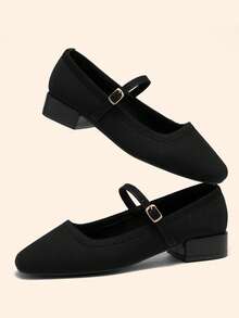 CUCCOO BASICS Women's Casual Buckle Design Versatile Chunky Heel Loafers For Christmas - Black - View 3