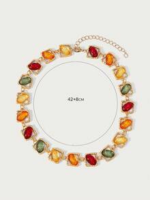 Glisma Dây chuyền dự tiệc sang trọng cổ điển 18K, 1 chiếc, đính đá nhựa màu sắc, kiểu dáng thời trang cao cấp, phù hợp với nhiều trang phục, phong cách Gothic/Gothic, cổ điển, đính hạt, trang sức phương Tây, chất liệu kim loại/có họa tiết, đá quý, mùa thu/đông, dành cho mẹ/phụ nữ/cô gái/người mẹ, cao cấp, cổ điển, hình chữ thập. - Nhiều màu - Xem 6