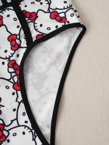 HELLO KITTY AND FRIENDS | SHEIN 女式全印花撞色滚边字母腰带舒适内裤 - 白色 - 查看 5