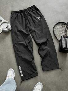 Manfinity Sport Corelite Boyfriend Style Men's Casual Fashion Gothic Pattern Print Raglan Sleeve Top And Long Pants Sports Suit, Suitable For Summer., Black Gym Set, Gym Clothes Set, Workout Clothes, Exercise Clothes Set, Goth Workout Clothes Workout Set Gym Top Fall Breathable