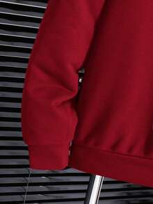 SHEIN 2 件青少年男孩拼色休闲宽松连帽运动衫 + 拼色休闲运动裤套装 - 黑色 - 查看 5