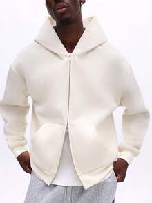 SUMWON Urban Movement Studios 星形印花拉链连帽衫 休闲街头服饰 - 米色 - 查看 4